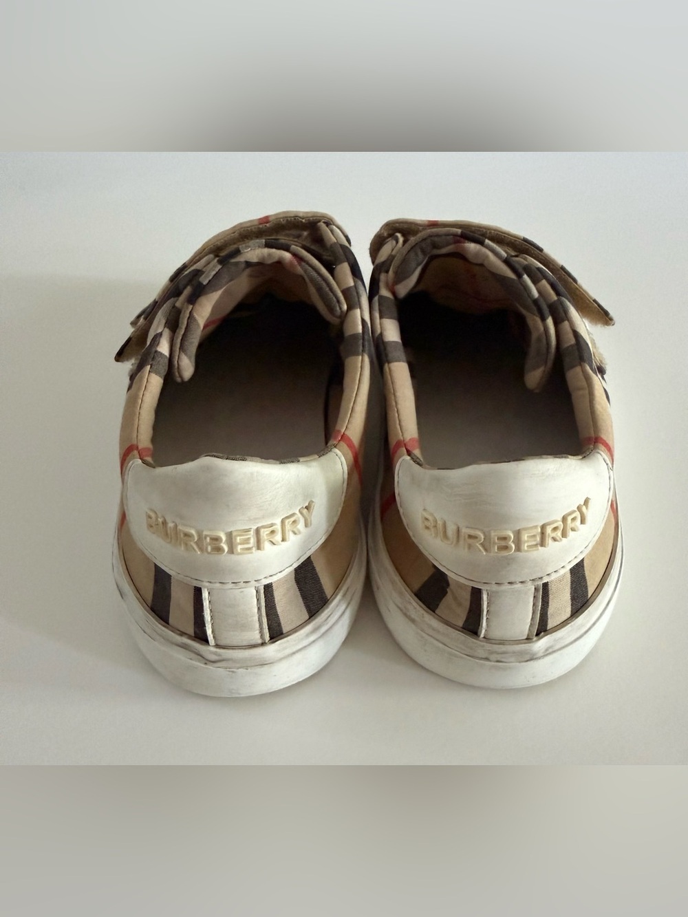 Burberry Tan Check Velcro Kids Sneakers - Picture 4 of 9